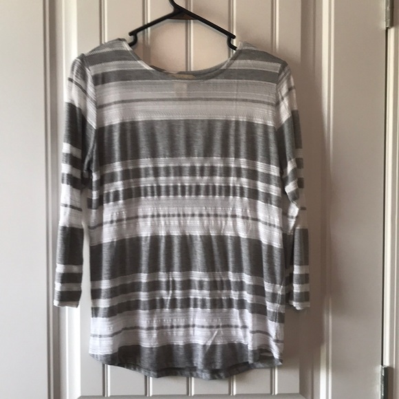 Davina Tops - Davina Gray and White Top